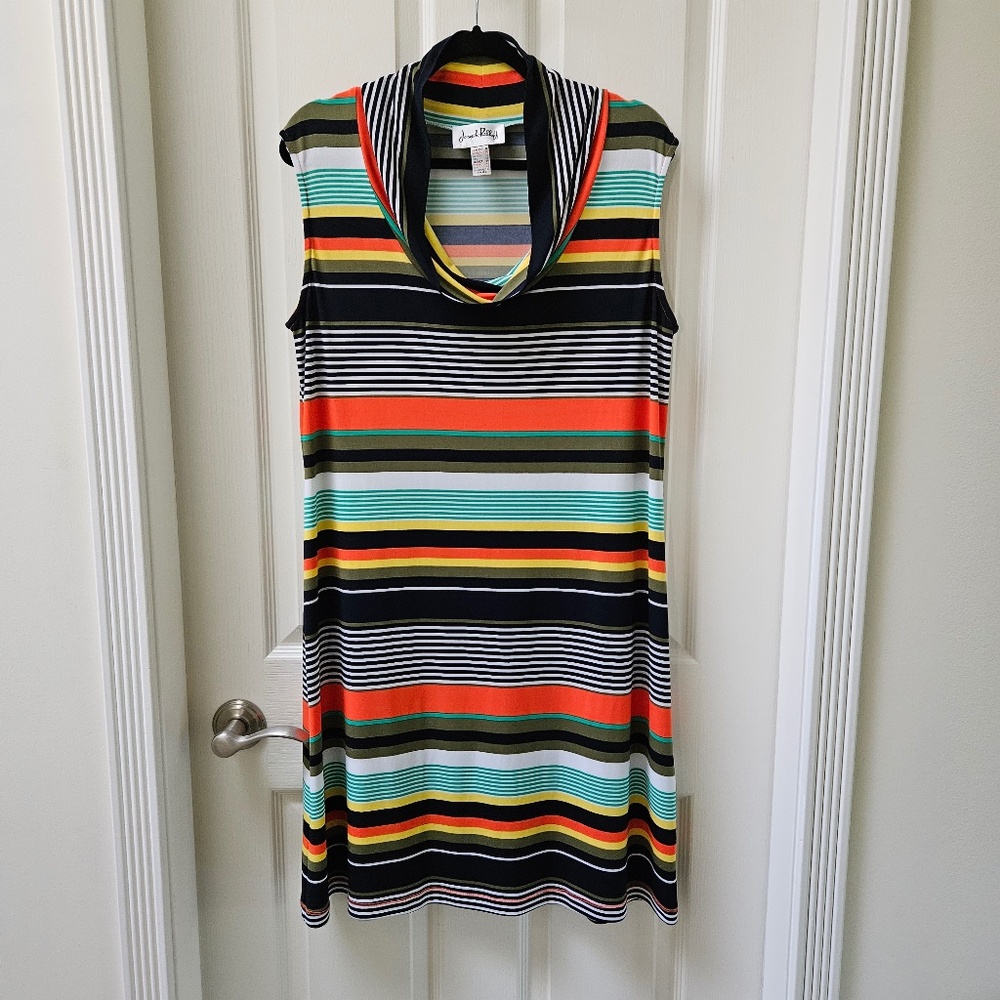 Joseph Ribkoff Striped Sleeveless Cowl Neck Dress - Multicolor